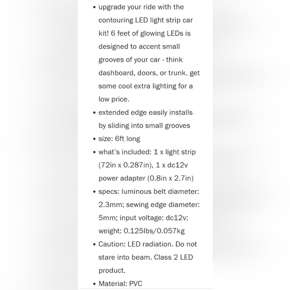 LED CAR KIT CONTOURING LED LIGHT STRIP. 🔵 6FT - Picture 3 of 4